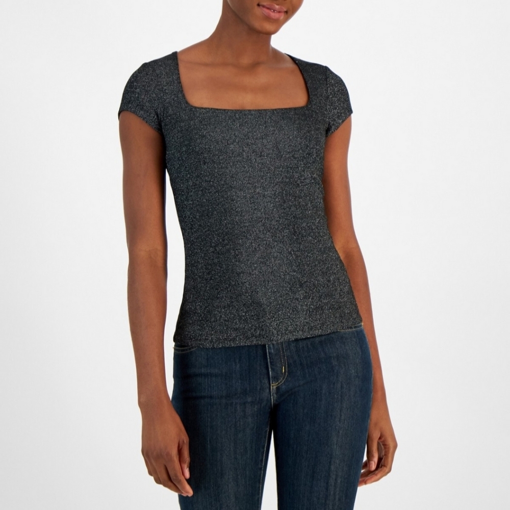 MICHAEL Michael Kors Metallic Cap-Sleeve Top Lg New